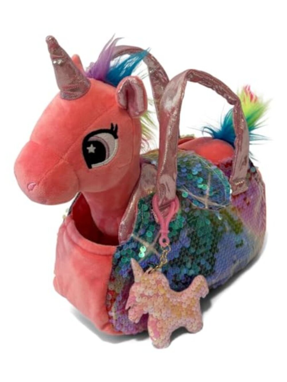 Plush Unicorn Set with Purse Reversible Sequin Bag Stuffed Animal Toy